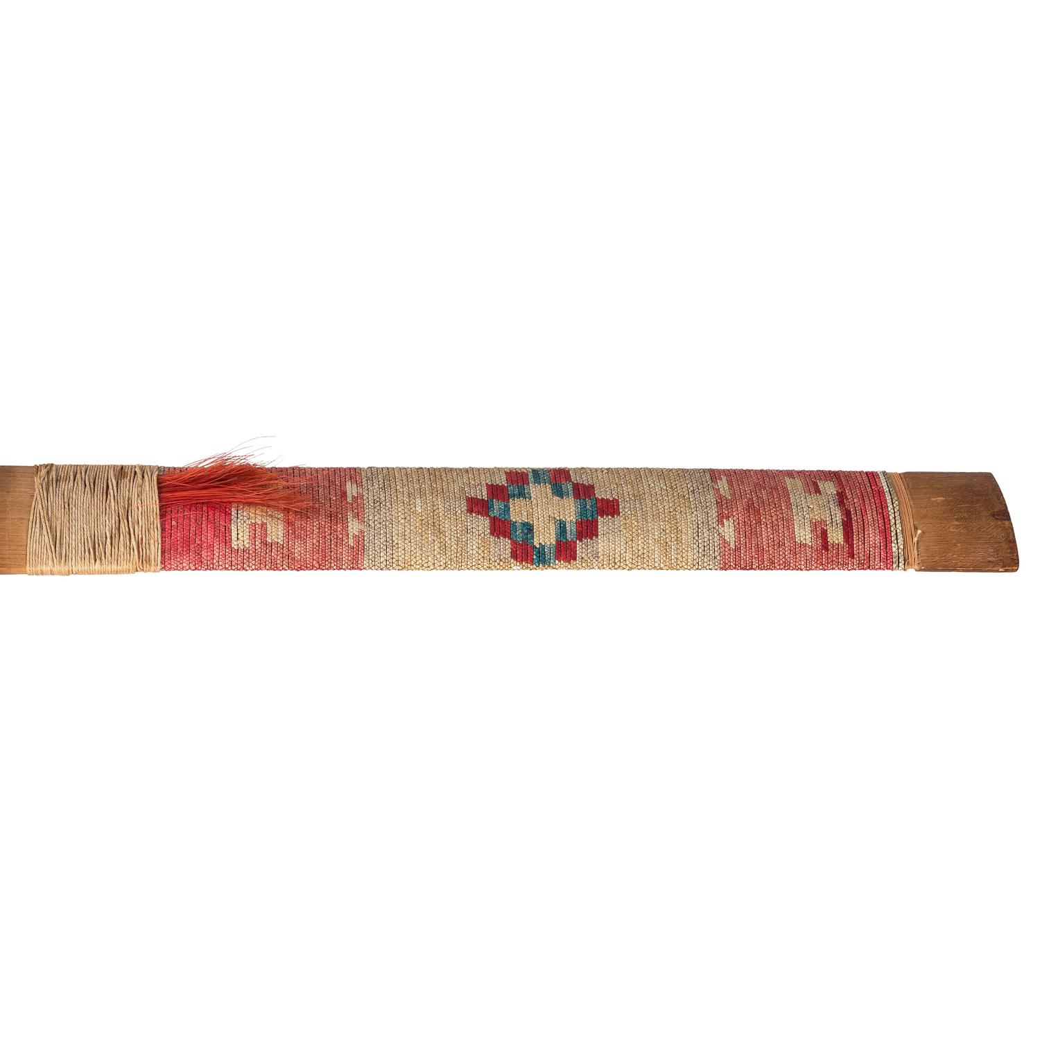Sioux Quilled Pipe Stem, with Lead Inlaid Catlinite Bowl