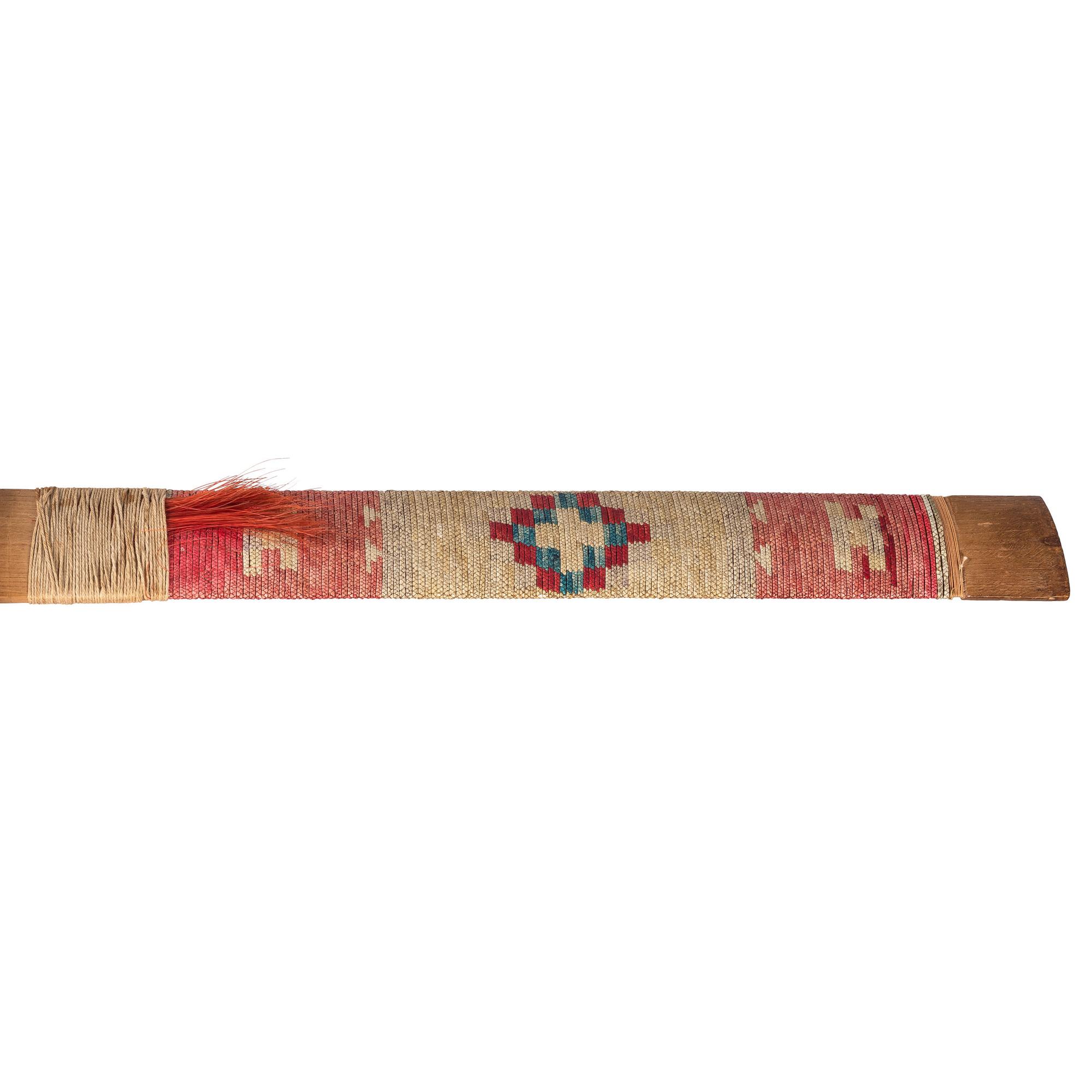 Sioux Quilled Pipe Stem, with Lead Inlaid Catlinite Bowl