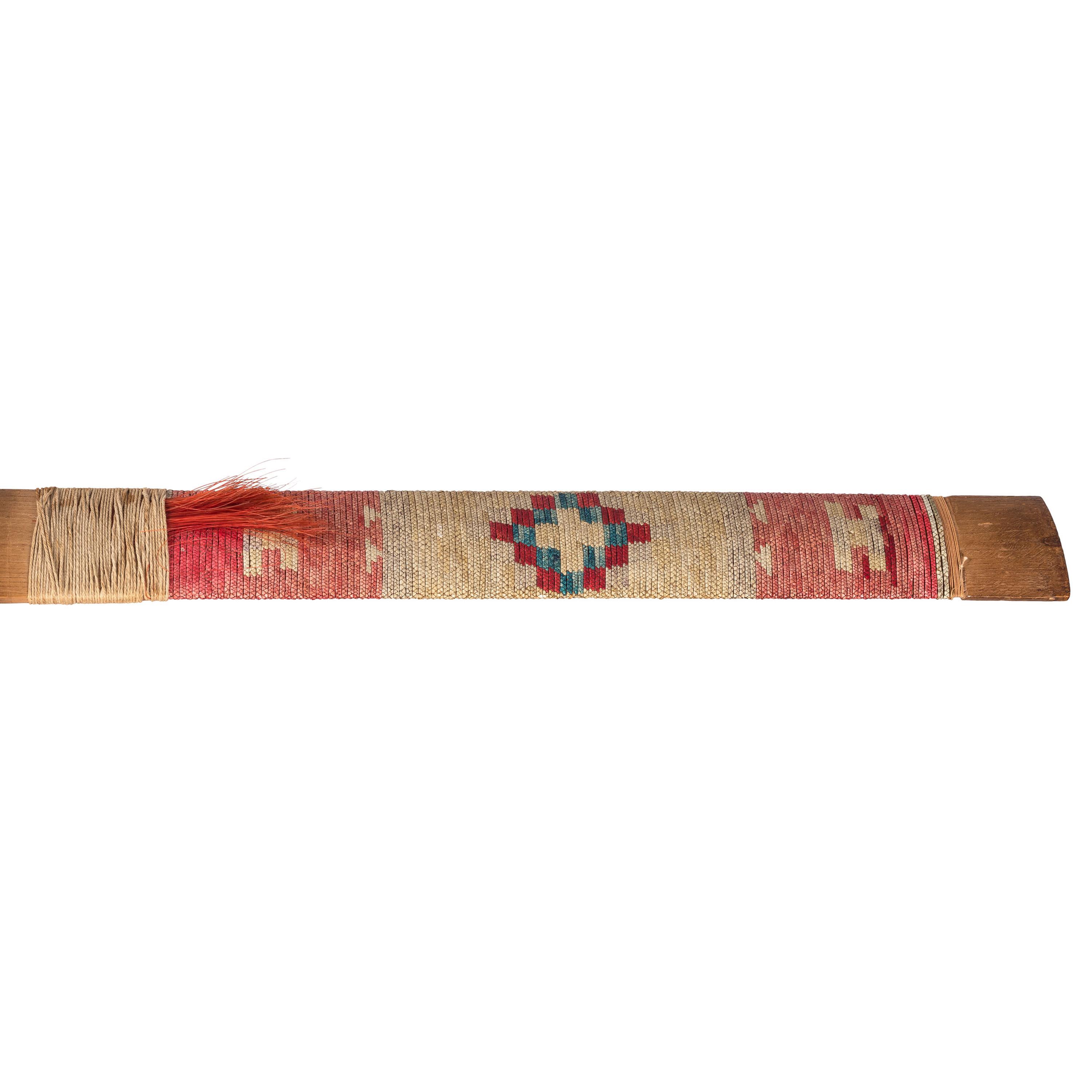 Sioux Quilled Pipe Stem, with Lead Inlaid Catlinite Bowl