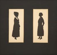 A Pair of Beatrix Sherman Cut Paper Silhouettes Framed as One