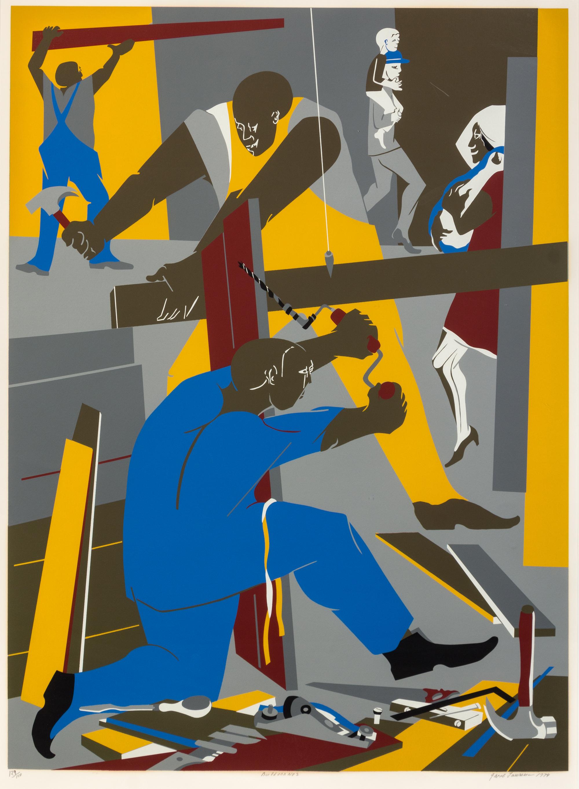 Jacob Lawrence, (American, 1917-2000), Builders No. 3, 1974