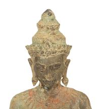 A Southeast Asian Polychrome-Painted Bronze Seated Bodhisattva