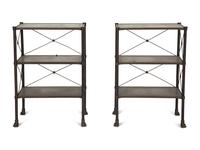 A Pair of French Brass Mounted Black Tole Shelves in the Manner of Maison Jansen — 20th Century