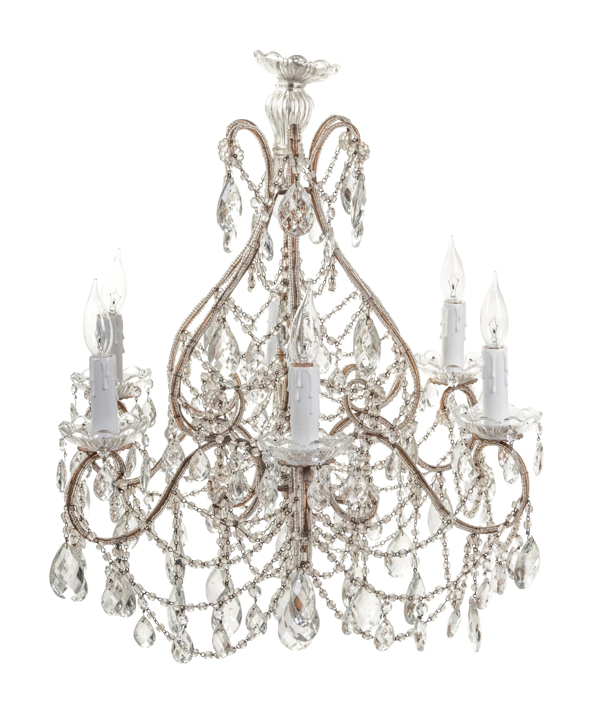 A Six-Light Beaded Chandelier