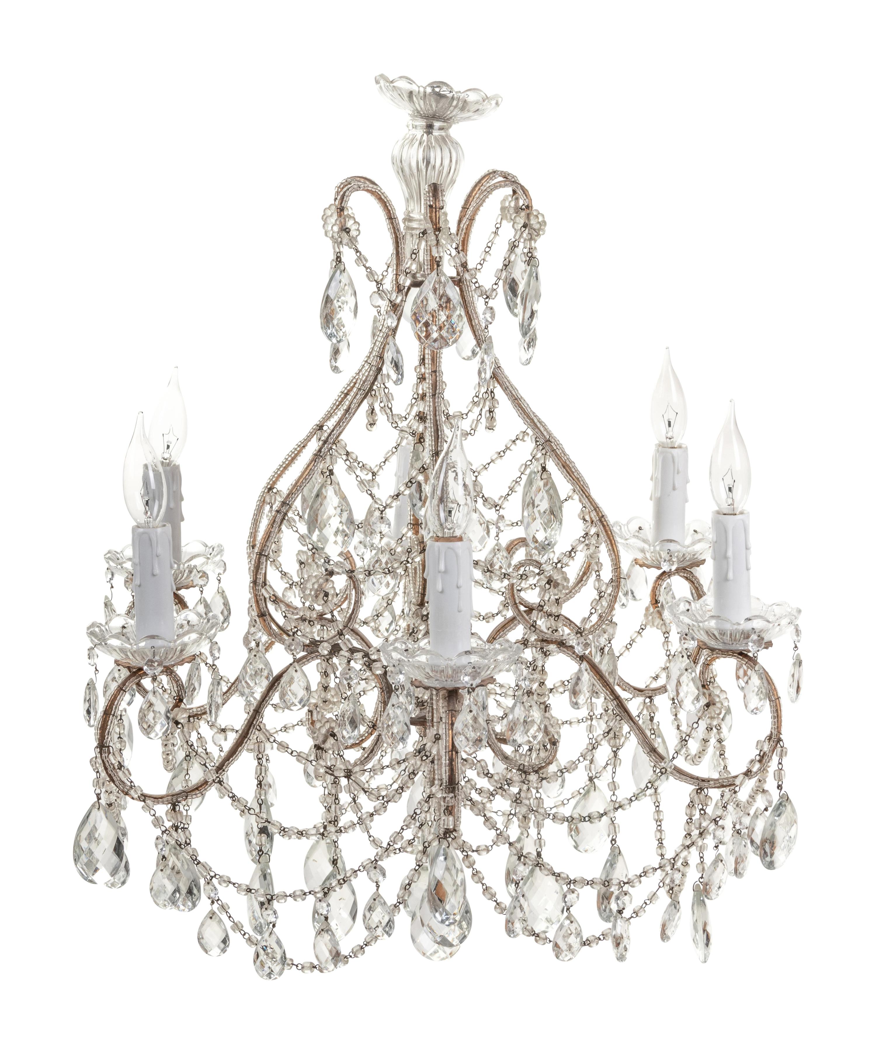 A Six-Light Beaded Chandelier