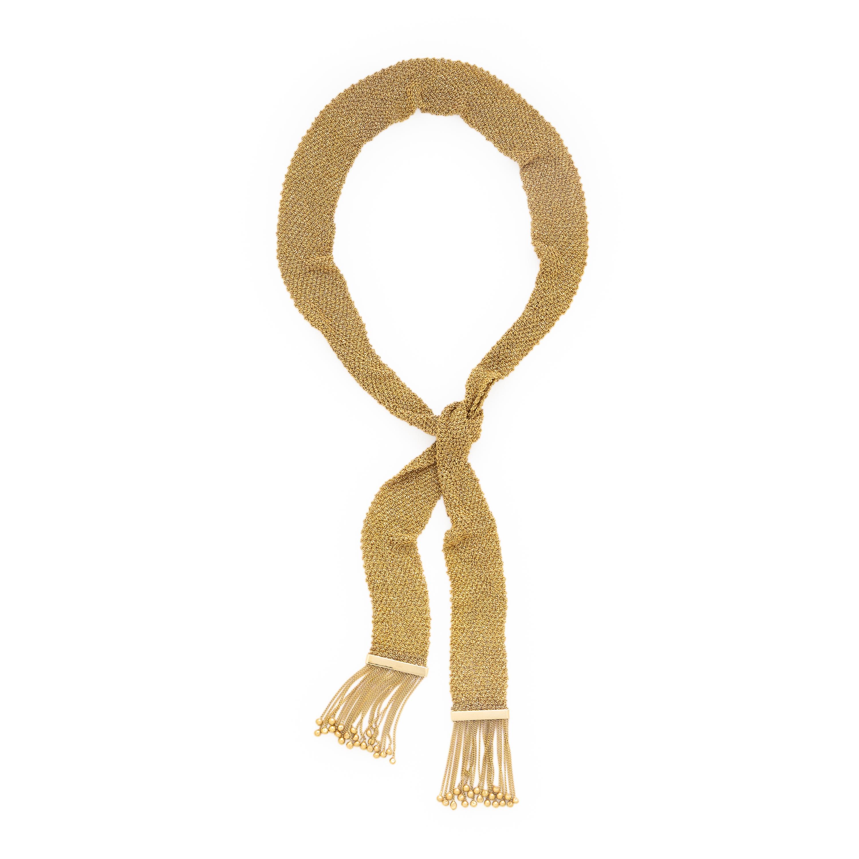 Yellow Gold Mesh Scarf Necklace