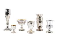 Six Etched Mercury Glass Table Articles
