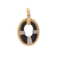 ONYX, DIAMOND, AND YELLOW GOLD PENDANT