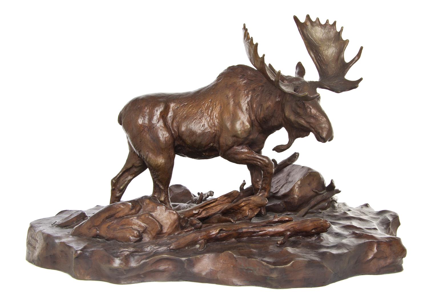 An American Bronze Animalier Figure, Clark Bronson (American, b.1939), Width 21 inches.