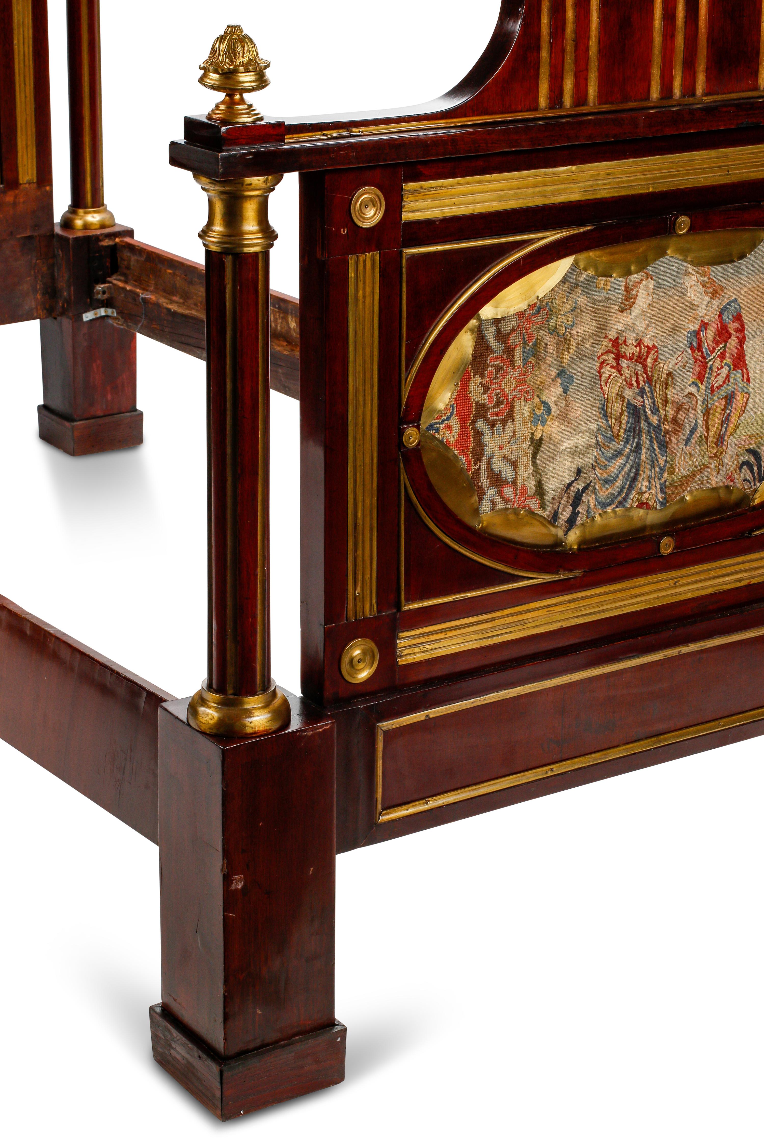 A Russian or Baltic Neoclassical Gilt Bronze Mounted Mahogany Bed