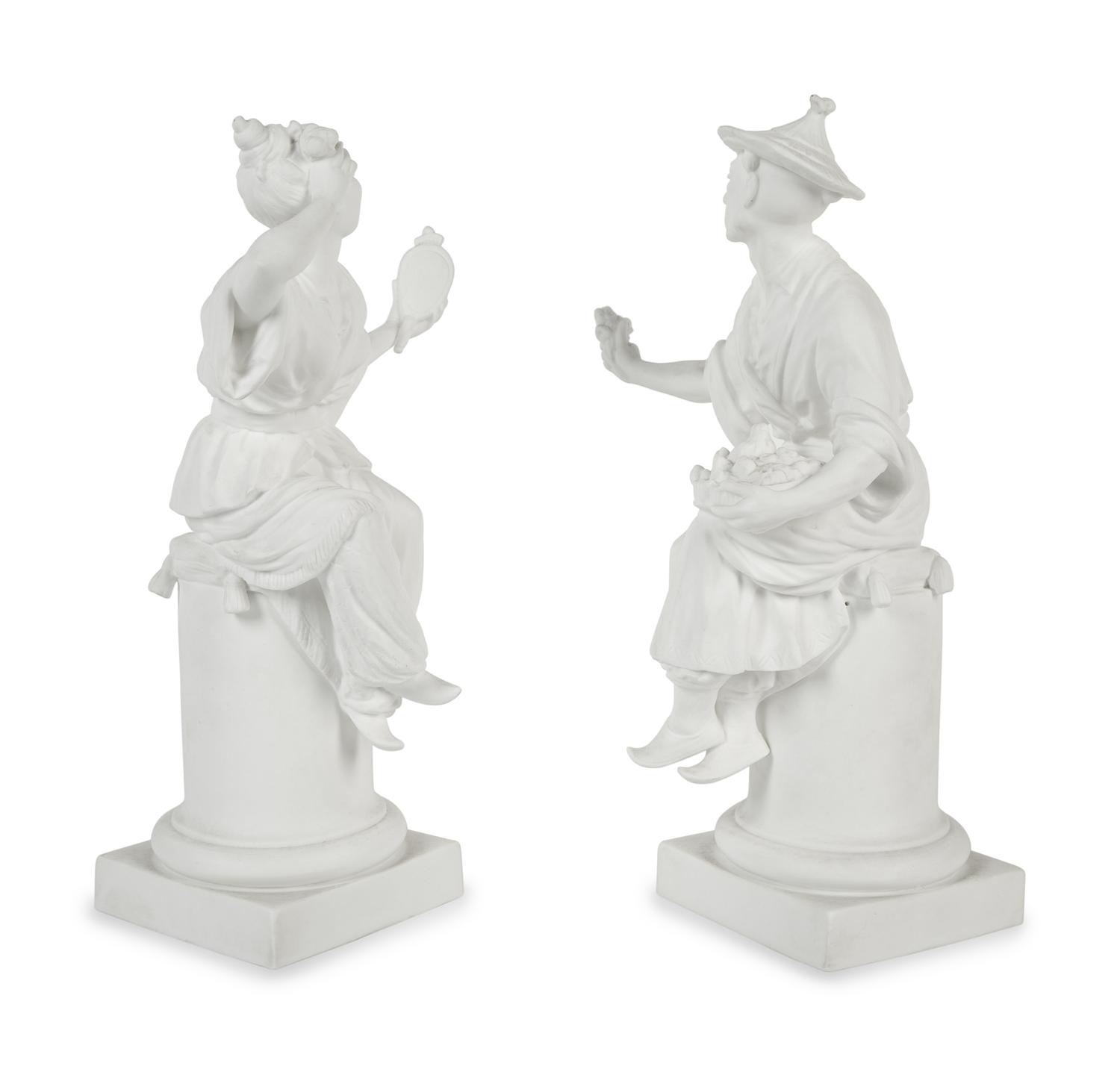 A Pair of Royal Worcester Porcelain Chinoiserie Figures
