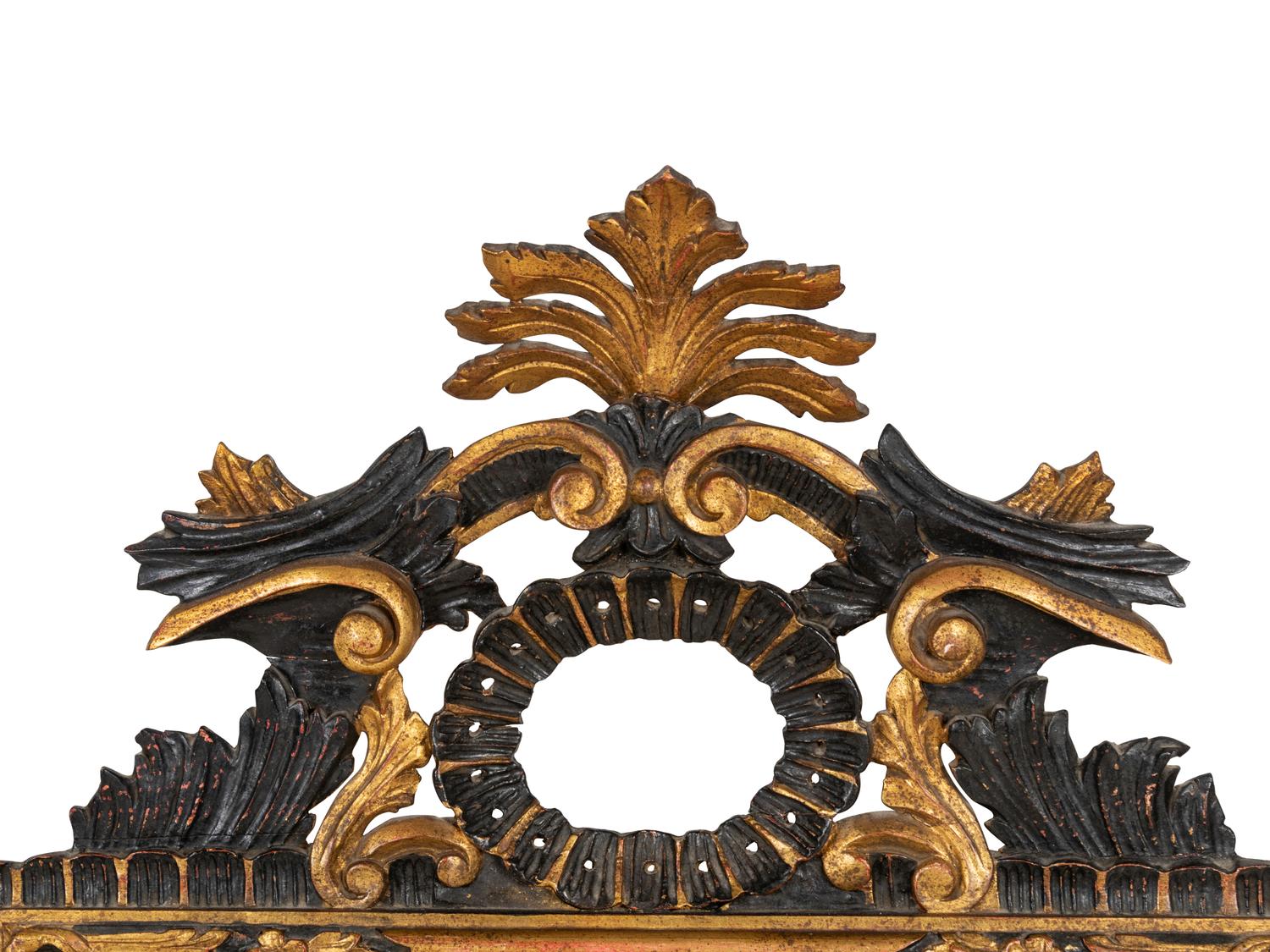 An Italian Rococo Style Painted and Parcel Gilt Mirror