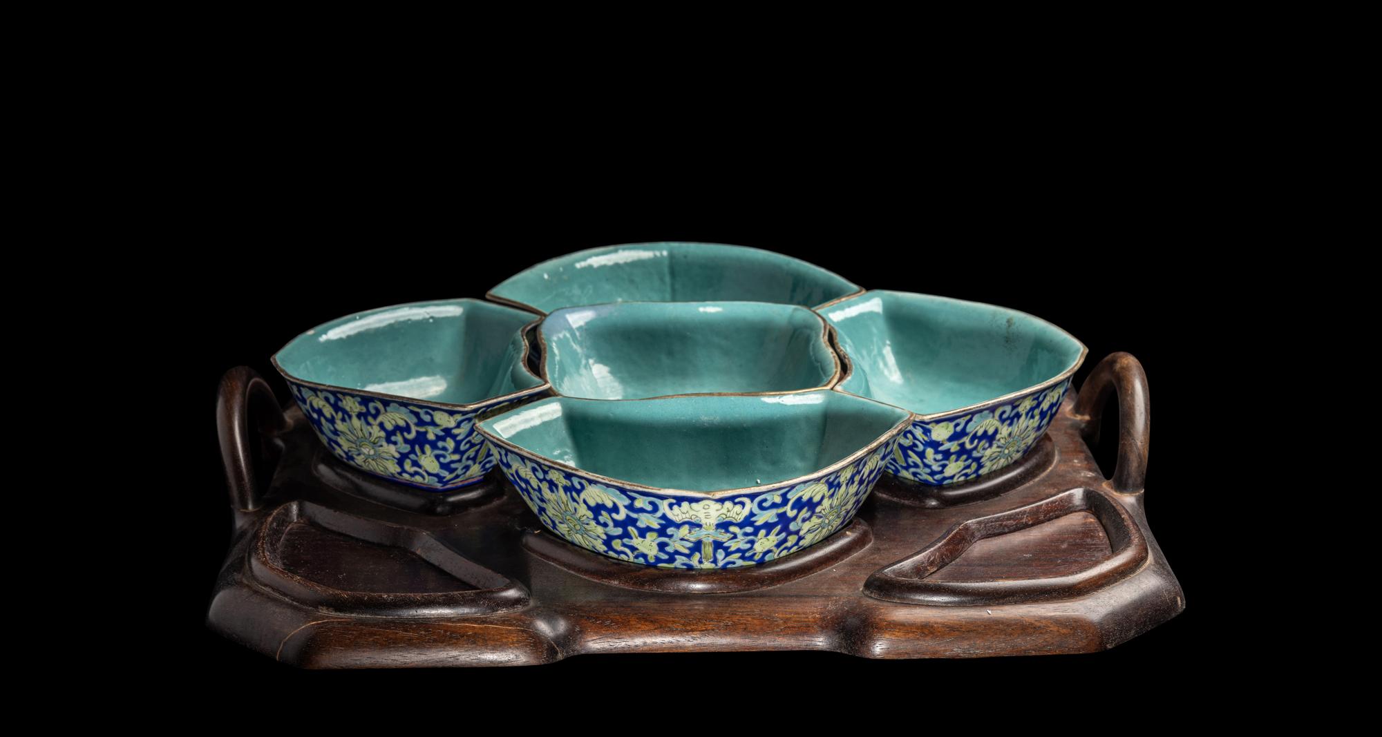 A Chinese Famille Rose Porcelain Sweetmeat Set