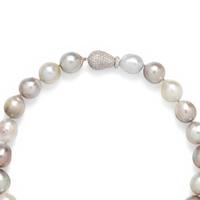 GREY BAROQUE CULTURED PEARL AND DIAMOND NECKLACE