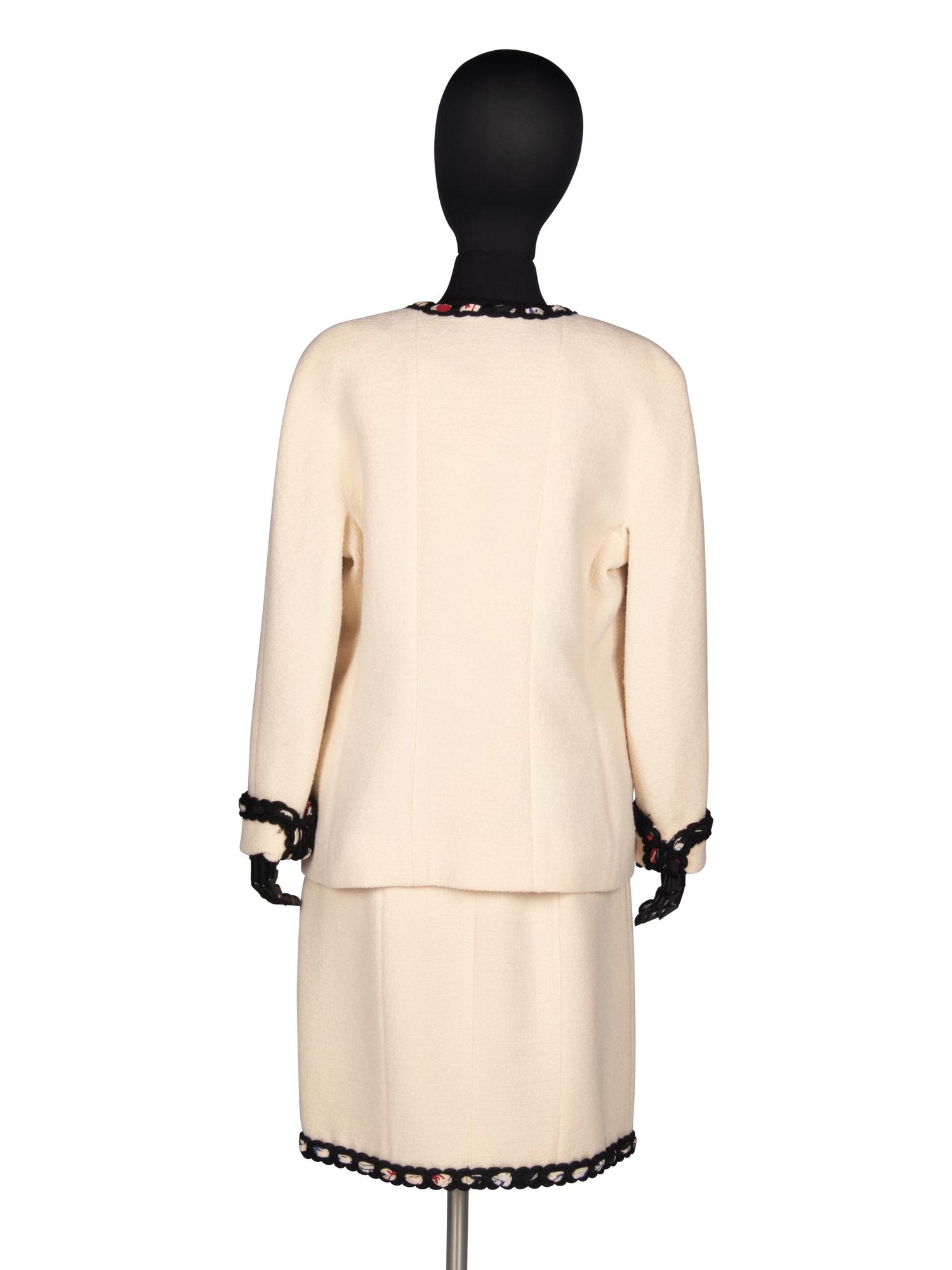 Chanel Tweed Skirt Suit with Blouse, 1991