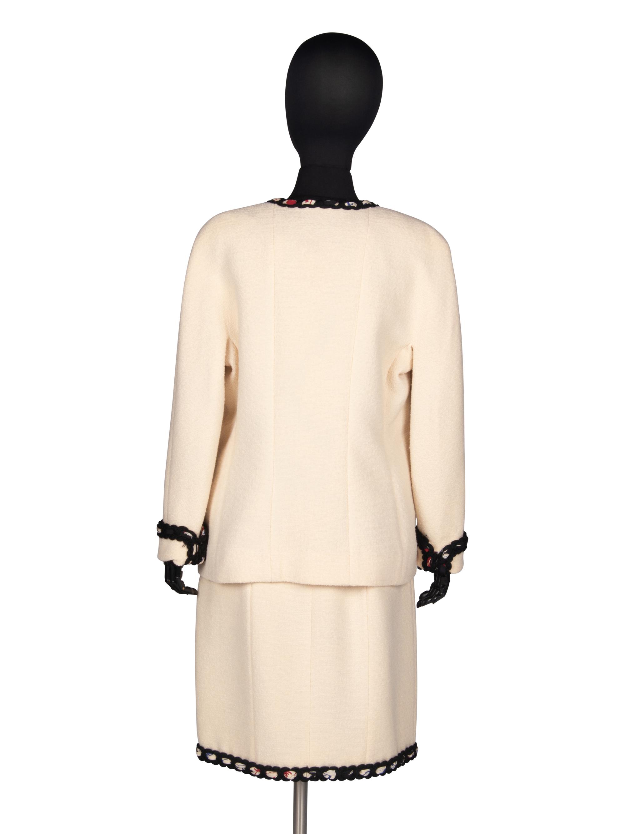 Chanel Tweed Skirt Suit with Blouse, 1991