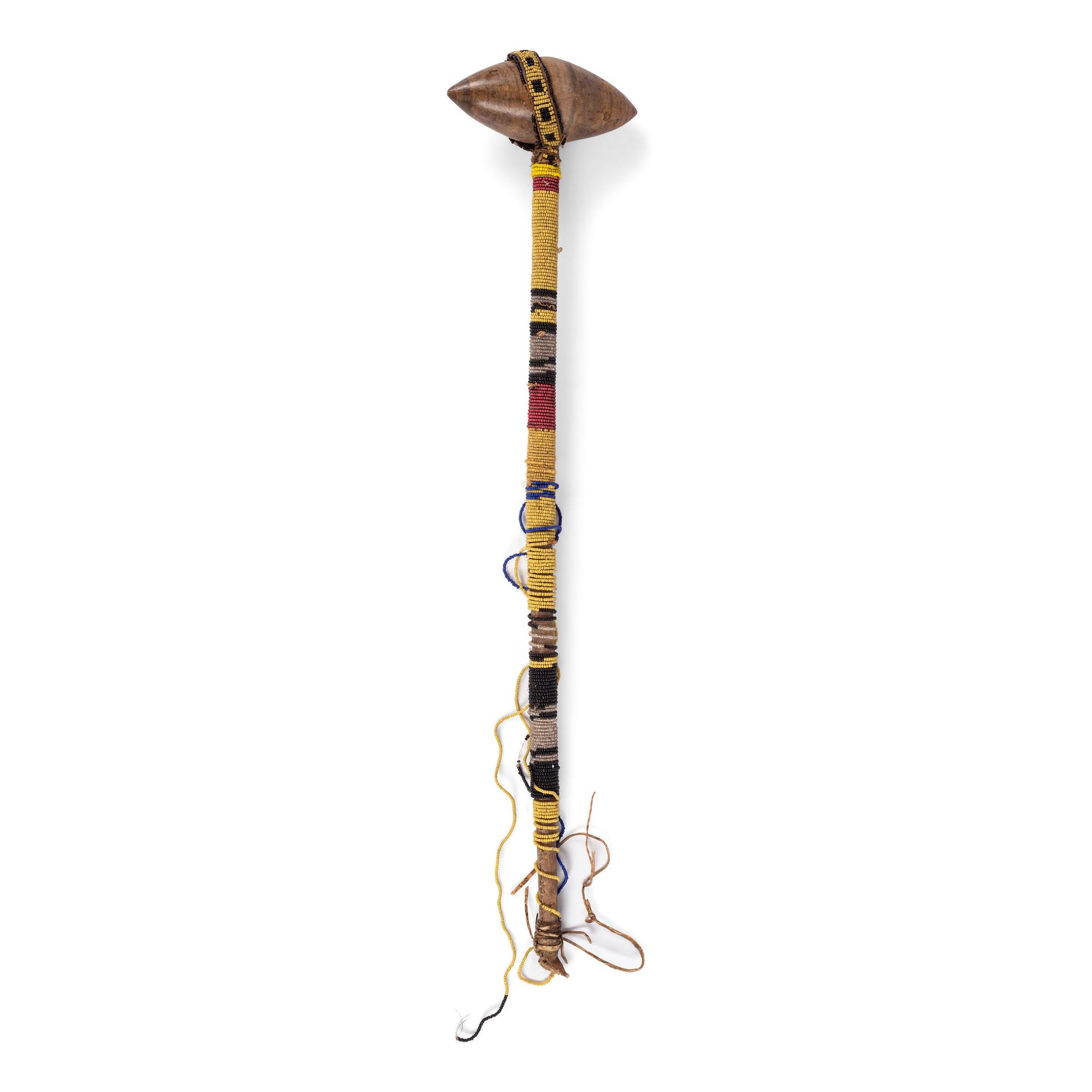 Plains Stone Club, with Beaded Handle