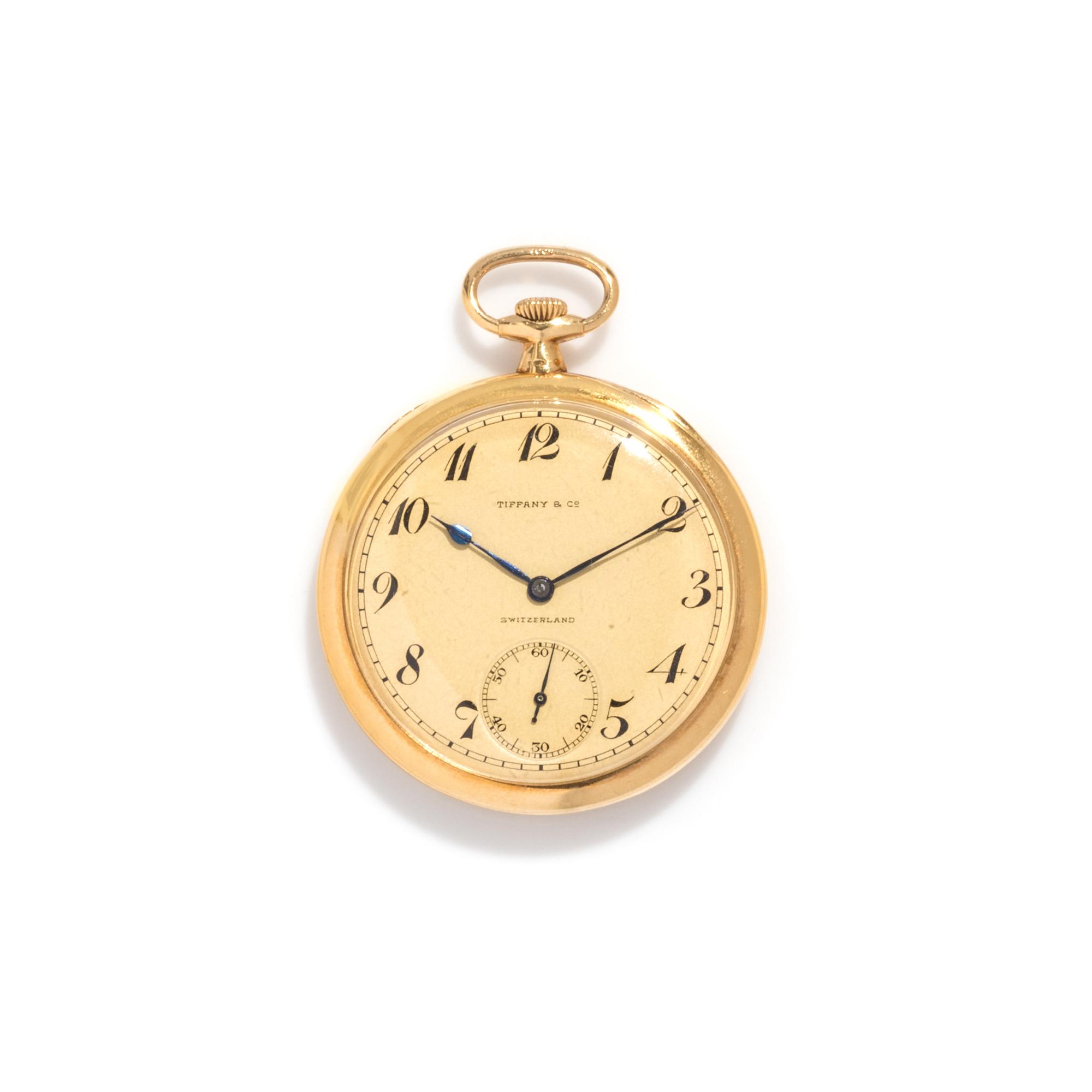 TIFFANY & CO., 18K YELLOW GOLD OPEN FACE POCKET WATCH