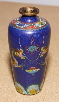 A Japanese Cloisonne Enamel Vase Height 5 1/2 inches.