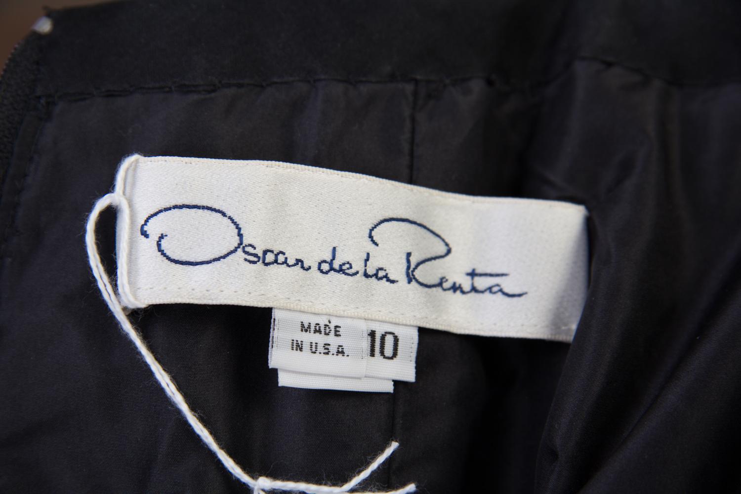 An Oscar de la Renta Black and White Embroidered Strapless Gown, Size: 10.