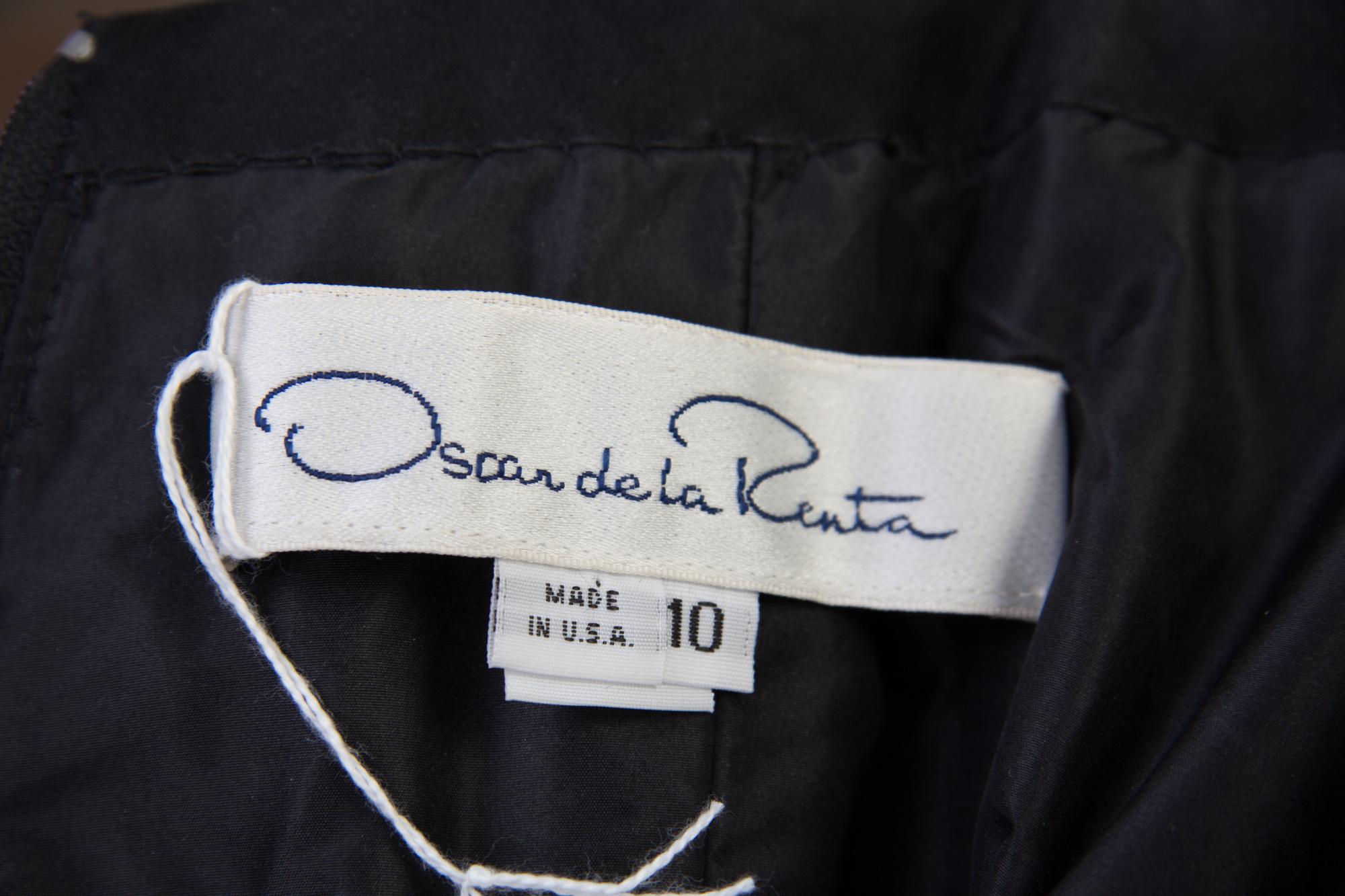An Oscar de la Renta Black and White Embroidered Strapless Gown, Size: 10.