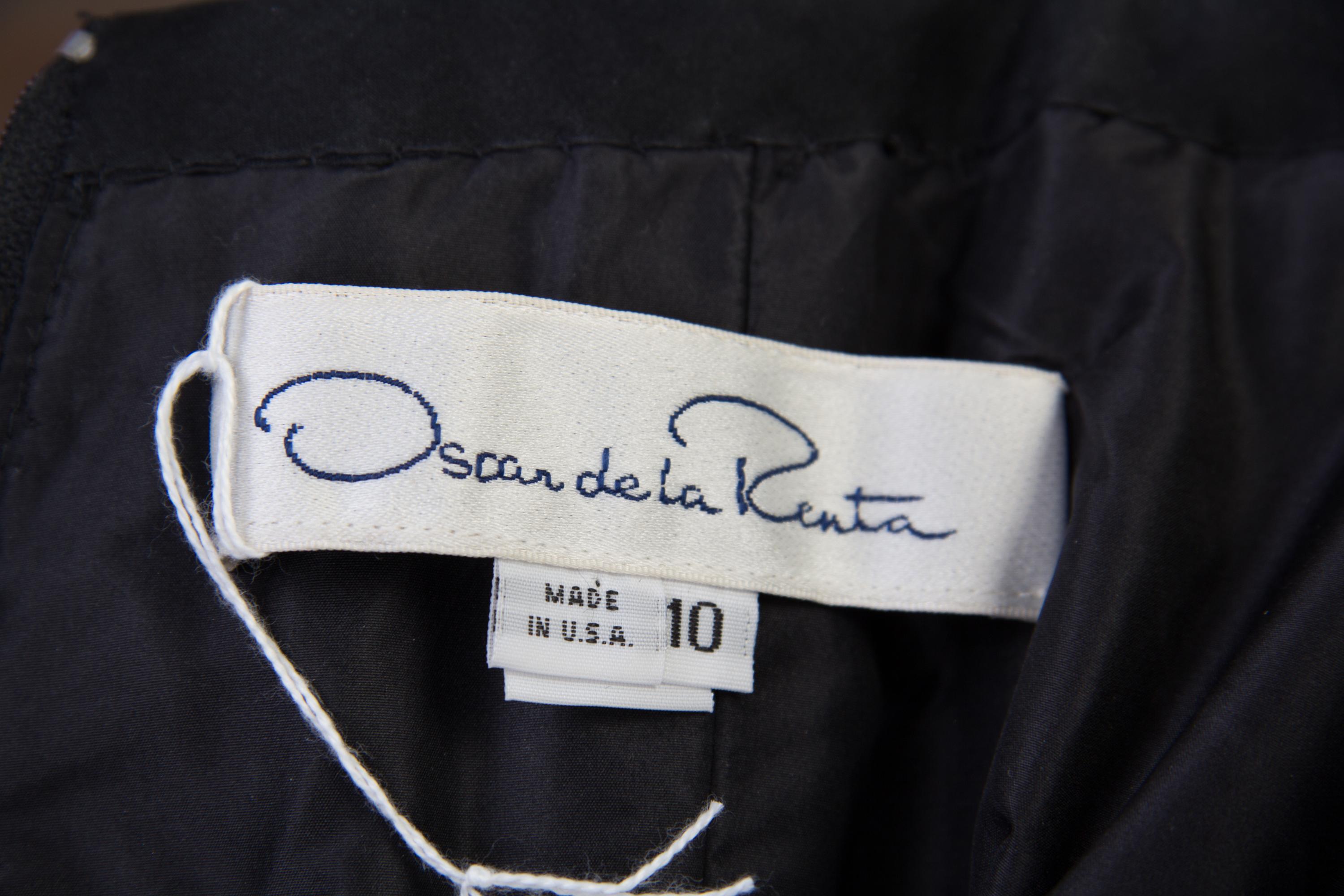 An Oscar de la Renta Black and White Embroidered Strapless Gown, Size: 10.
