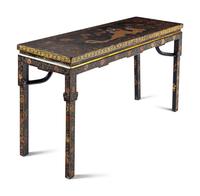 A Chinese Gilt and Painted Black Lacquered Table