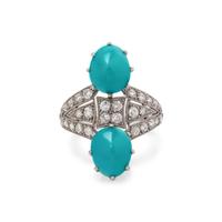 ANTIQUE, TURQUOISE AND DIAMOND RING