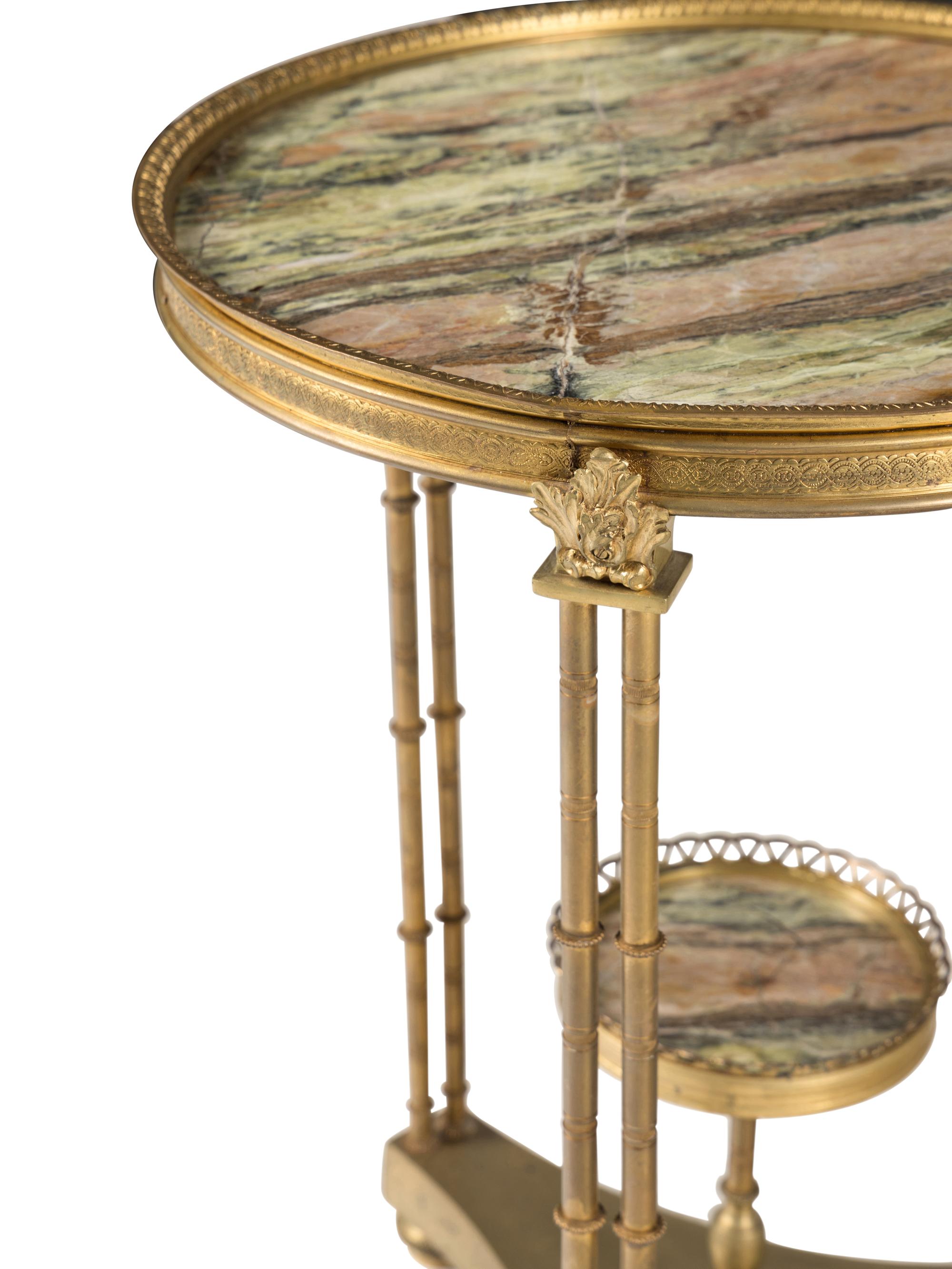 A Pair of Louis XVI Style Gilt Bronze and Marble Guéridons