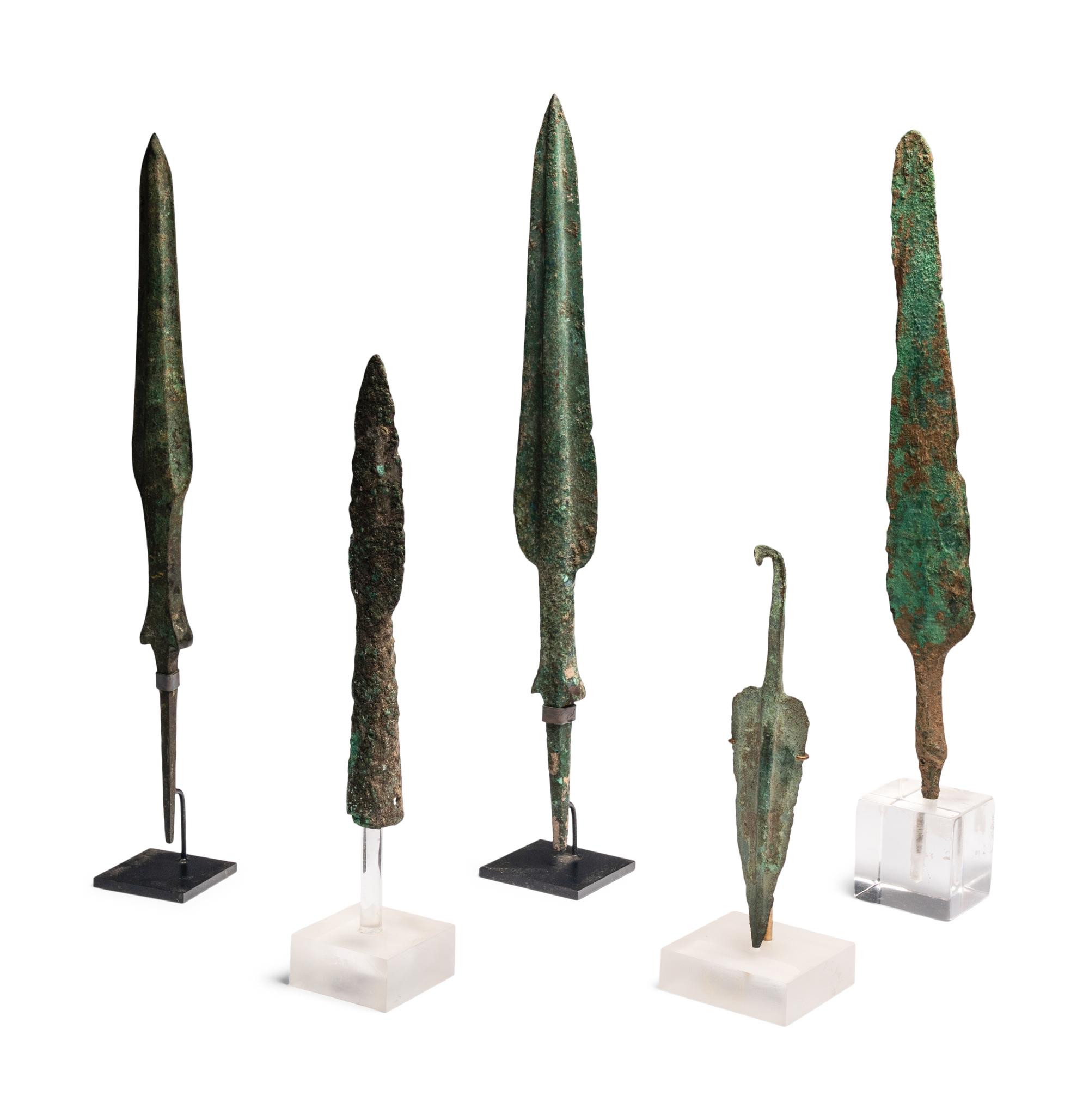 Five Luristan Bronze Spear Points