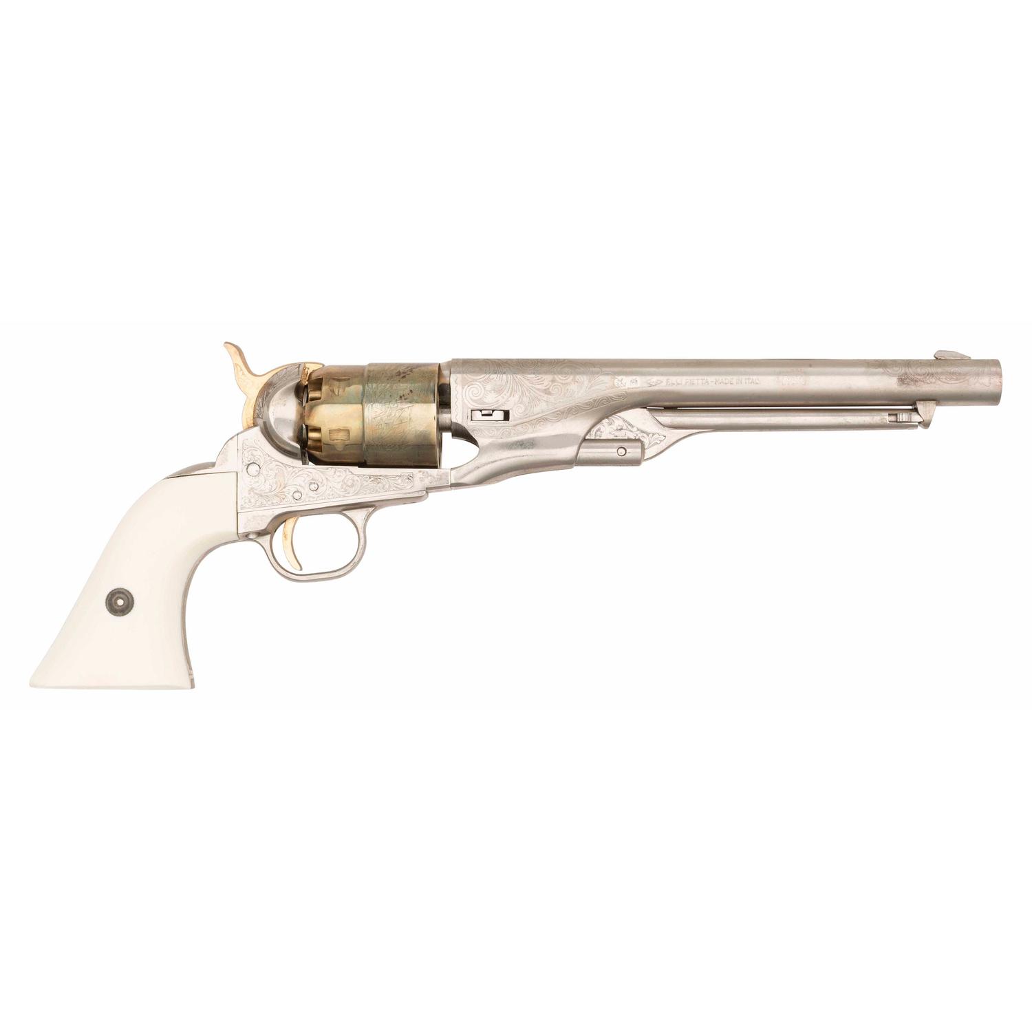 Cased Plated & Engraved Reproduction Colt 1860 Army Revolver by Pietta with Accessories