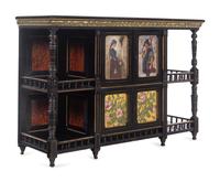 An English Aesthetic Movement Ebonized and Hand-Painted Cabinet