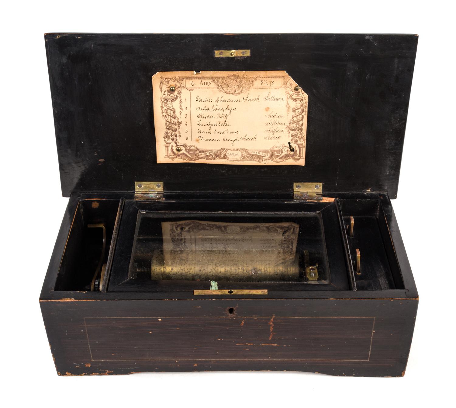 A Continental Cylinder Music Box Width of case 14 1/4 inches. — 19TH CENTURY
