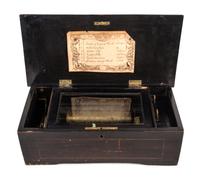 A Continental Cylinder Music Box Width of case 14 1/4 inches. — 19TH CENTURY