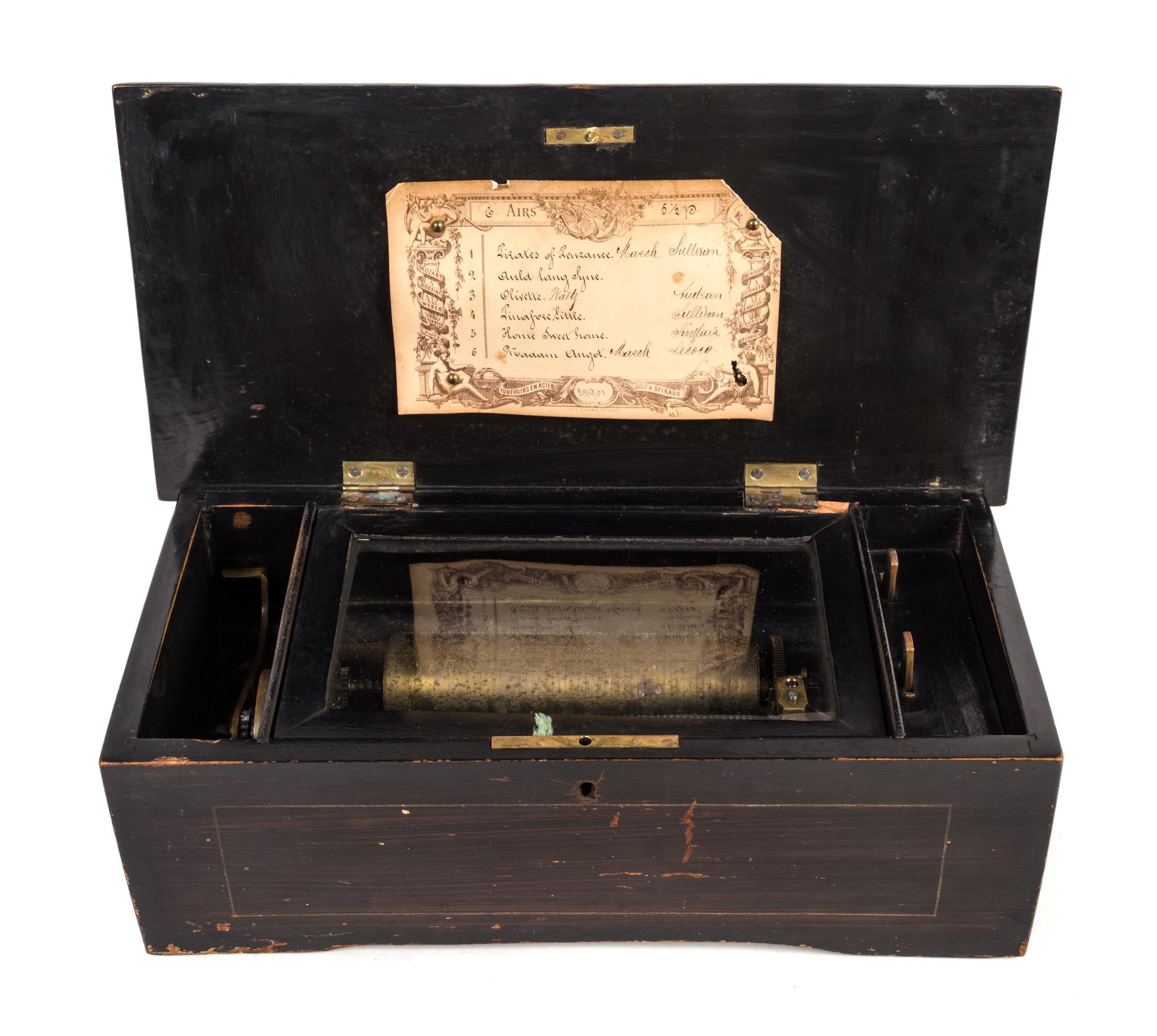 A Continental Cylinder Music Box Width of case 14 1/4 inches. — 19TH CENTURY