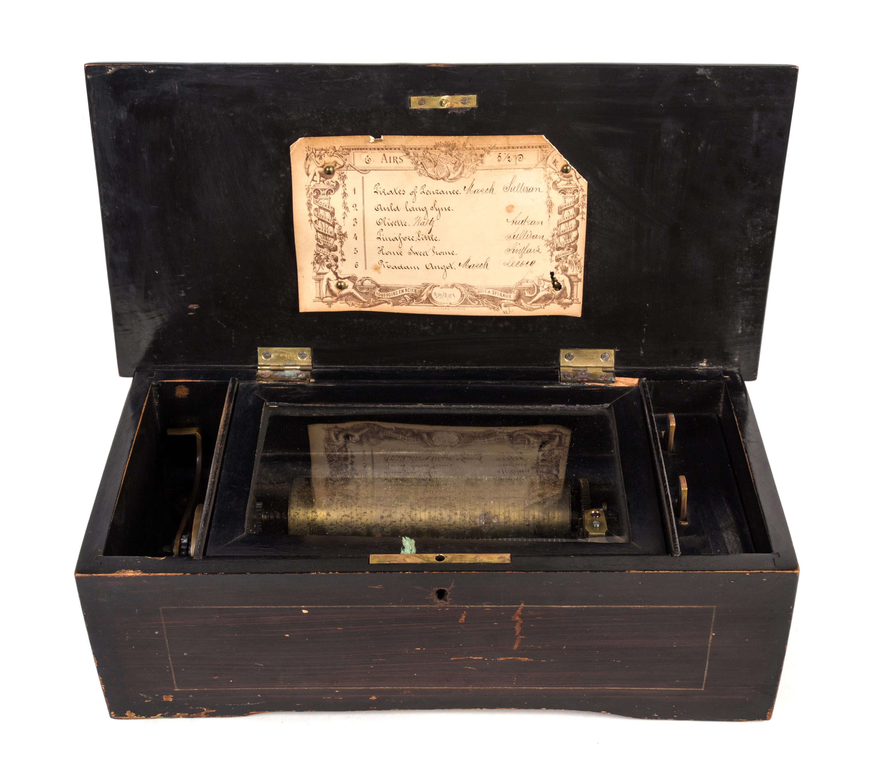 A Continental Cylinder Music Box Width of case 14 1/4 inches. — 19TH CENTURY