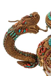 A Pair of Jeweled Gilt Filigree and Rock Crystal Teapots