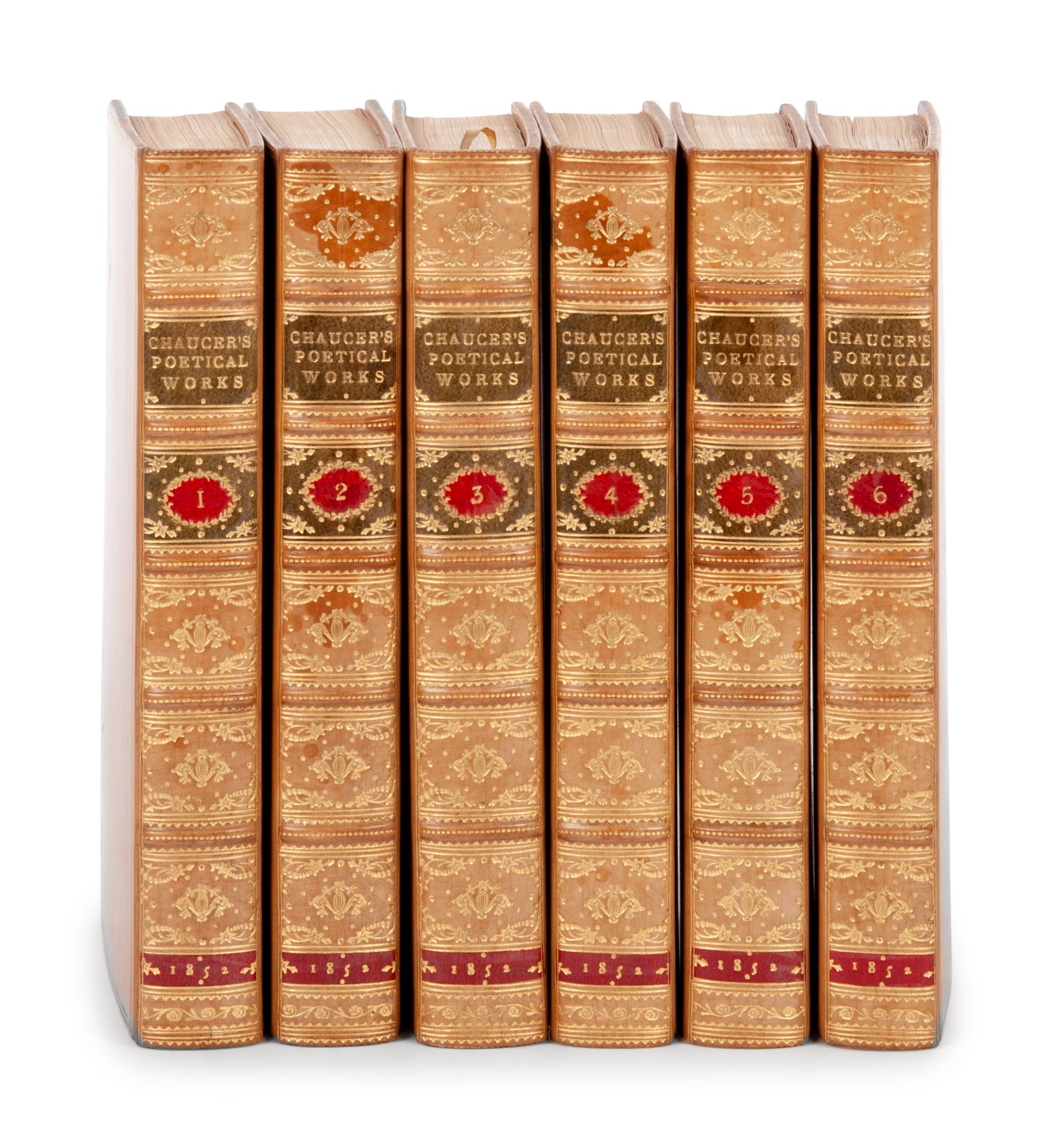 [BINDINGS]. CHAUCER, Geoffrey (1340?-1400). Poetical Works. London: William Pickering, 1852.