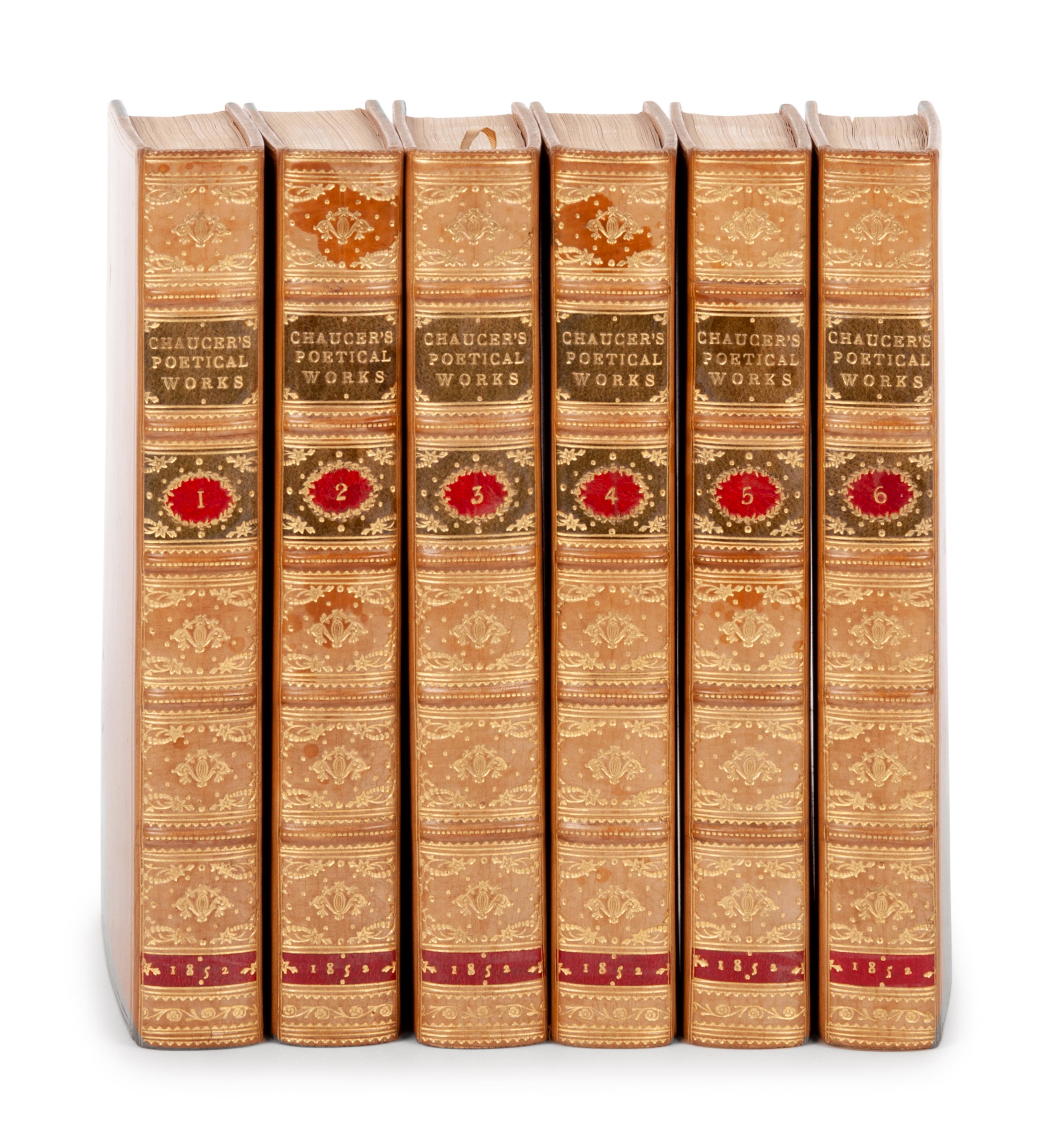 [BINDINGS]. CHAUCER, Geoffrey (1340?-1400). Poetical Works. London: William Pickering, 1852.