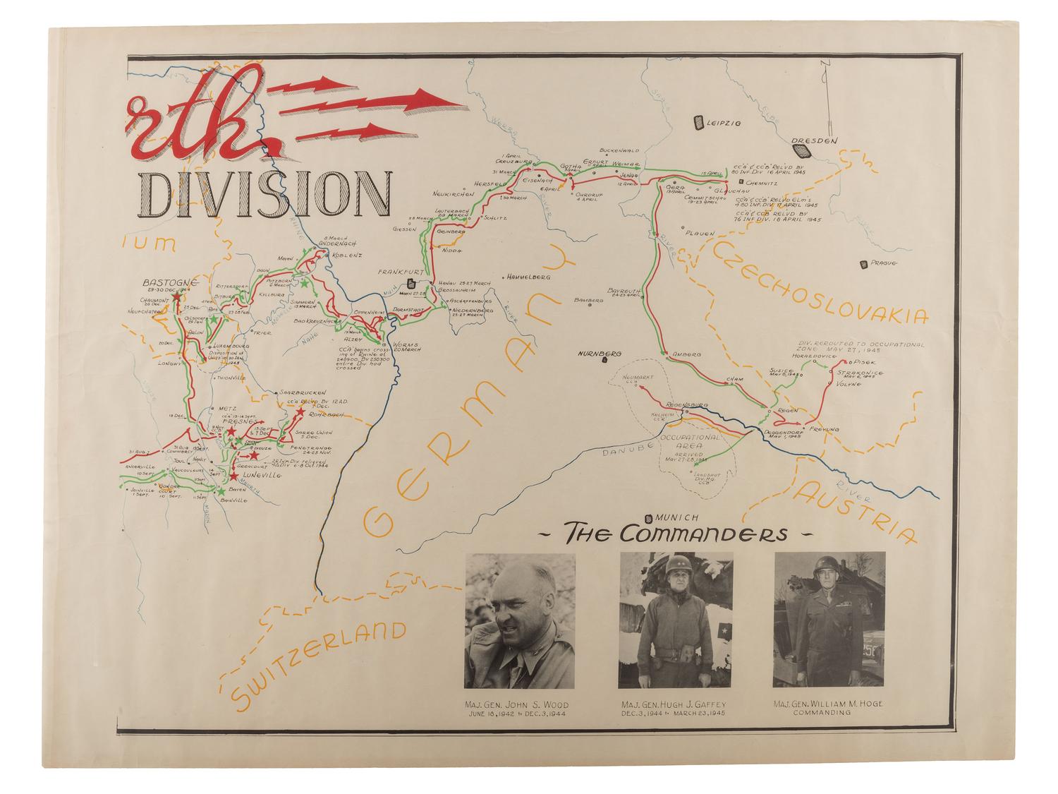 [World War II]. Maps of 4th Armored Division with Type EE binoculars.
