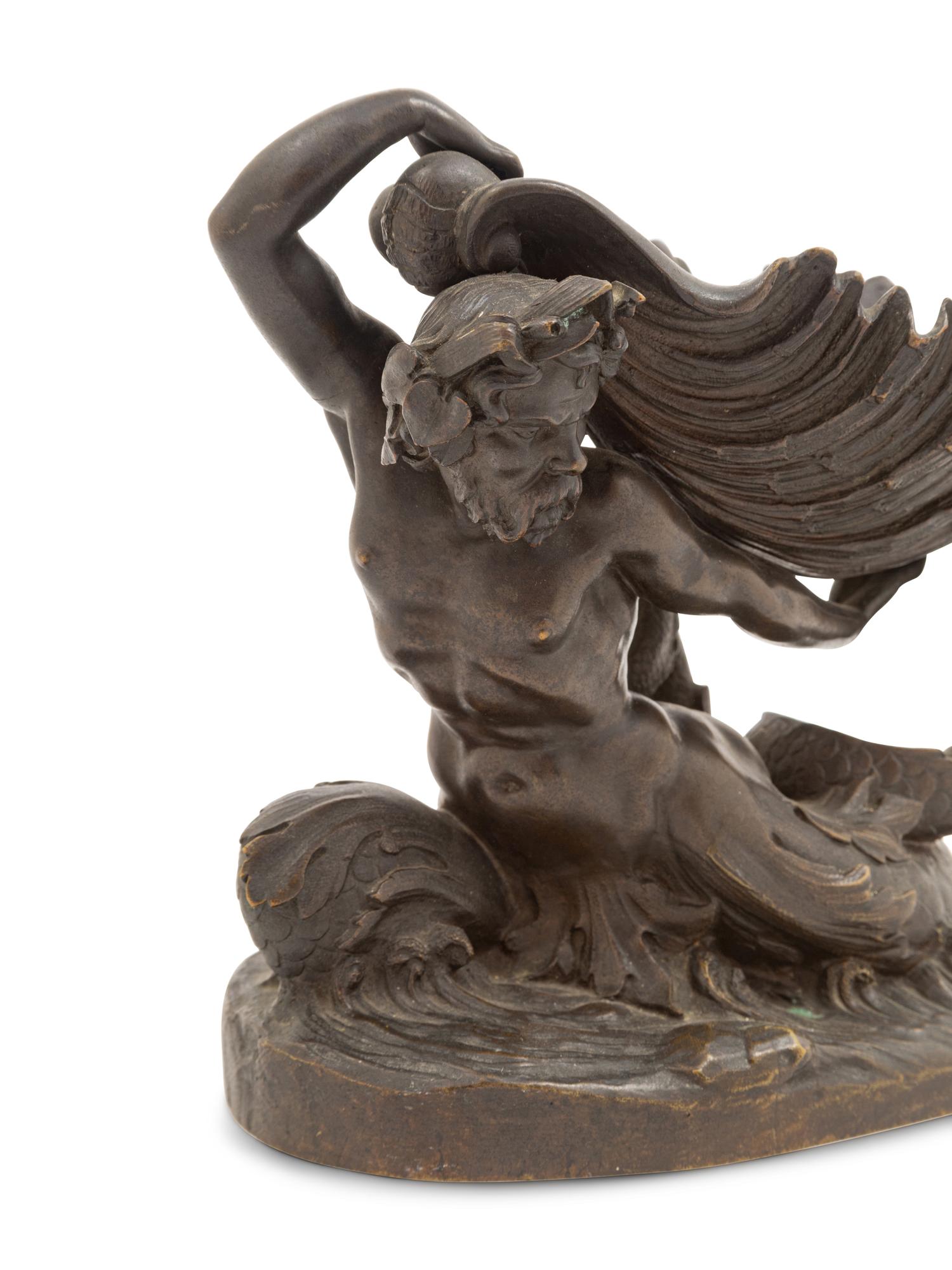 A Continental Bronze Triton and Shell-Form Bowl