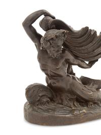 A Continental Bronze Triton and Shell-Form Bowl