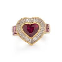 YELLOW GOLD, RUBY, AND DIAMOND RING