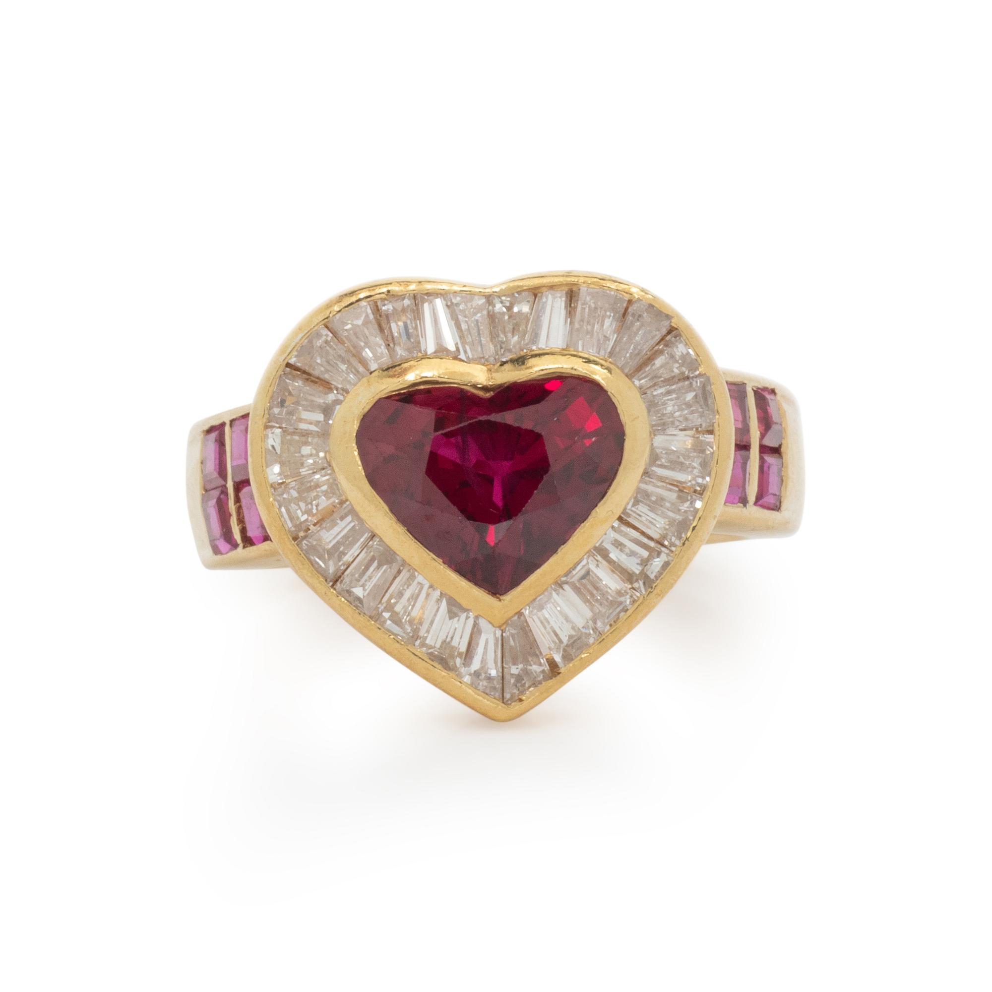 YELLOW GOLD, RUBY, AND DIAMOND RING