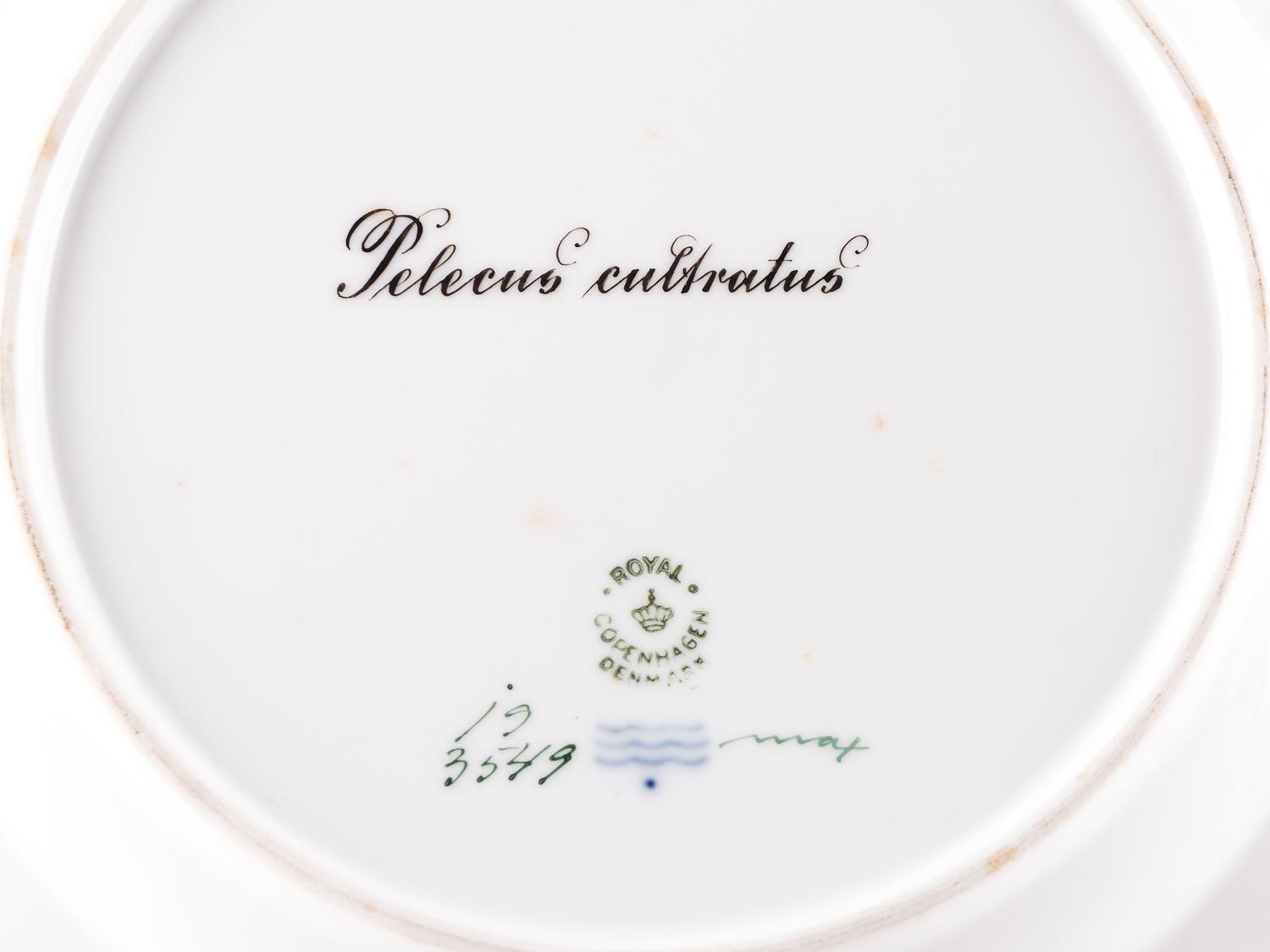 A Set of Twelve Royal Copenhagen Parcel Gilt Porcelain Fish Plates