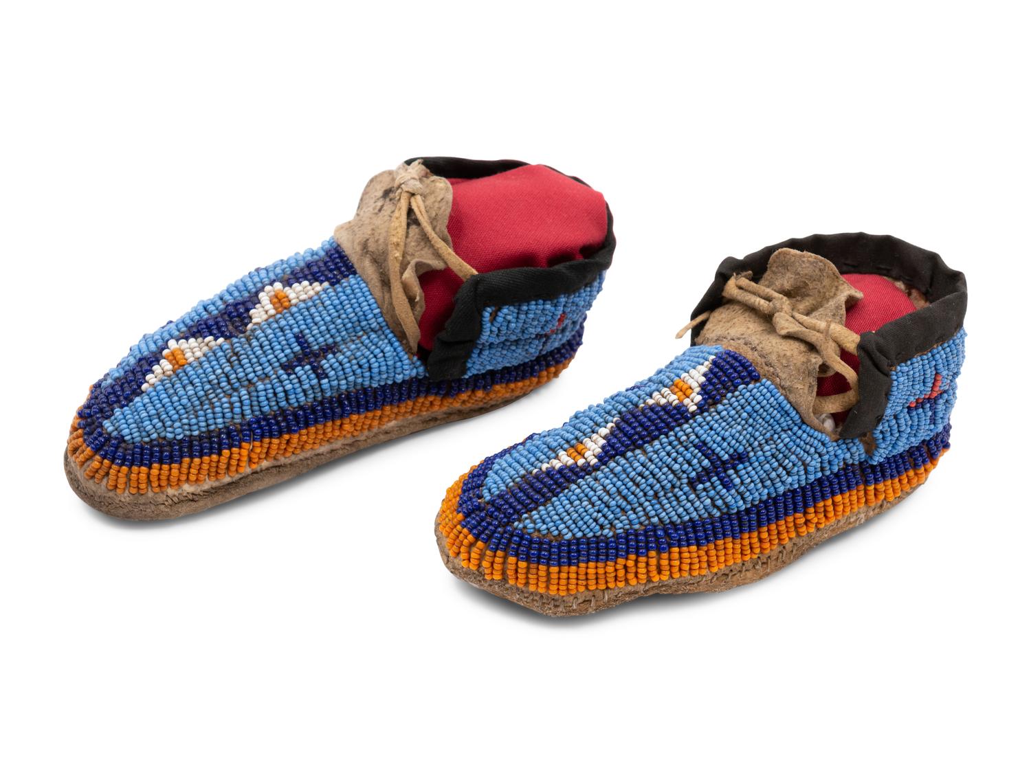 Sioux Child's Beaded Hide Moccasins