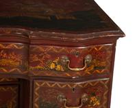 A George III Style Red and Gilt Japanned Knee-Hole Desk