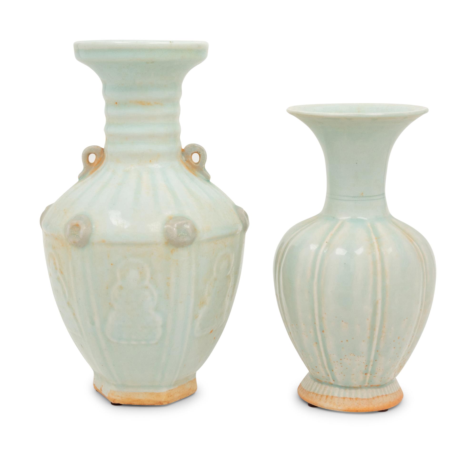 Two Contemporary Celadon Glazed Vases