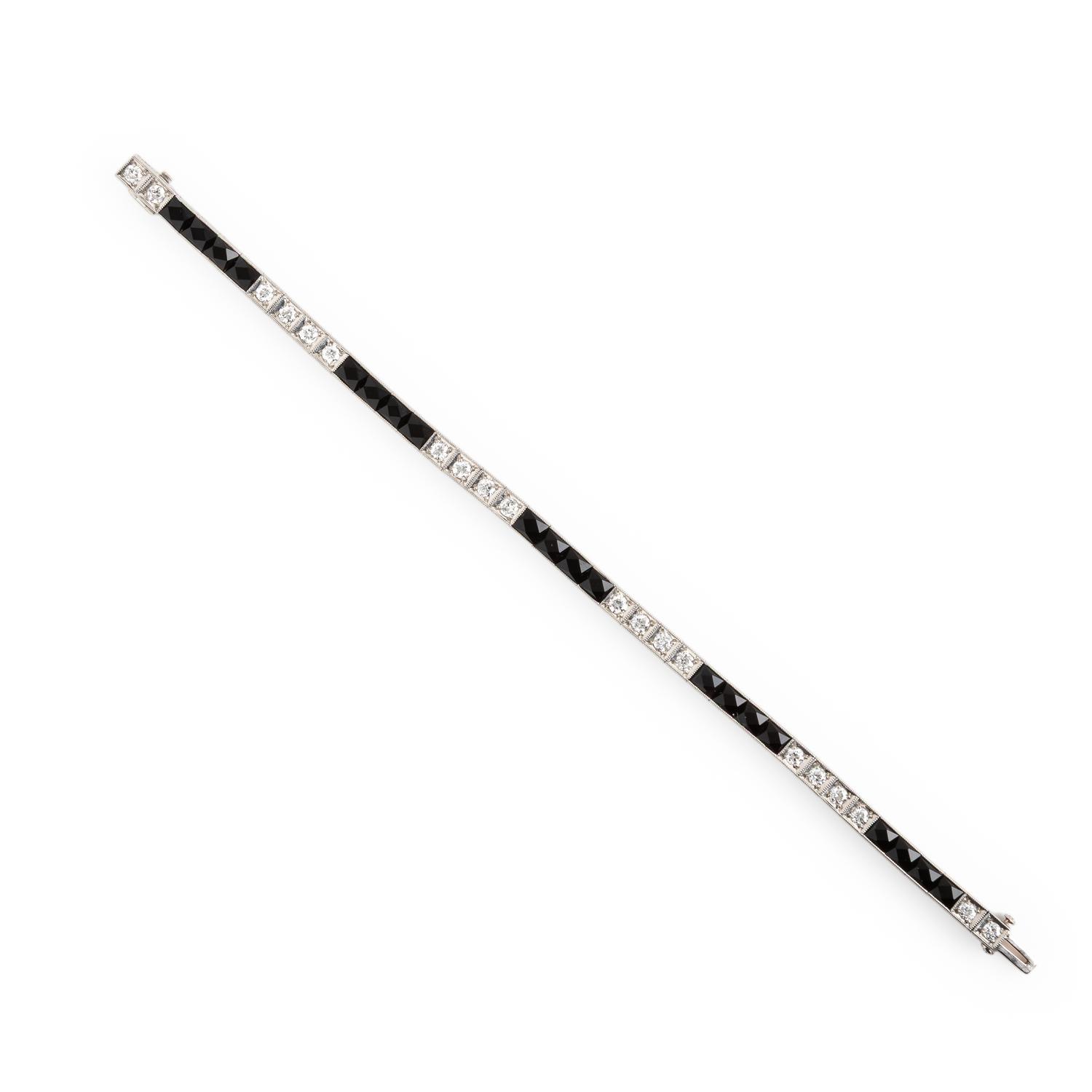 Art Deco, Onyx, Diamond, and Platinum Bracelet