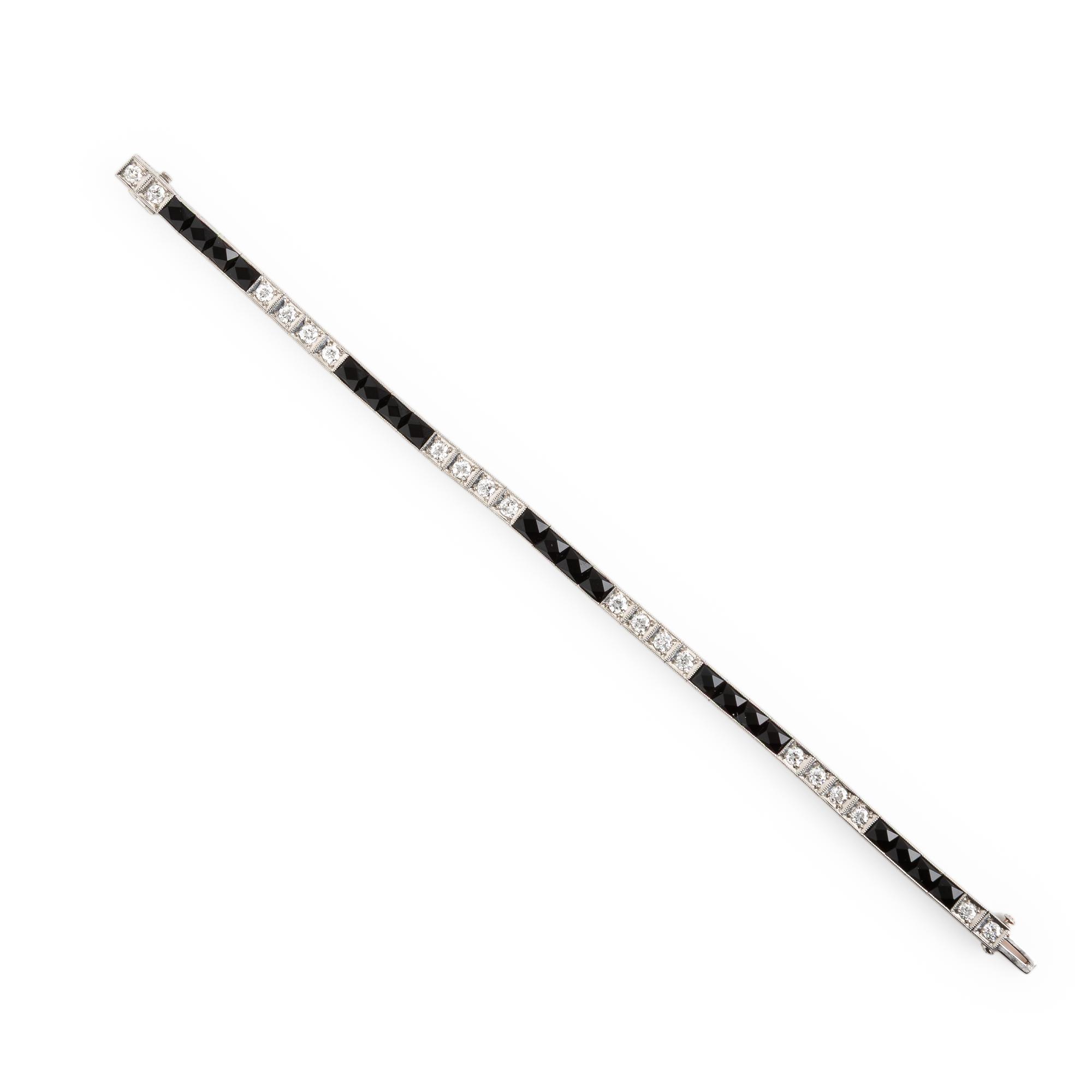 Art Deco, Onyx, Diamond, and Platinum Bracelet